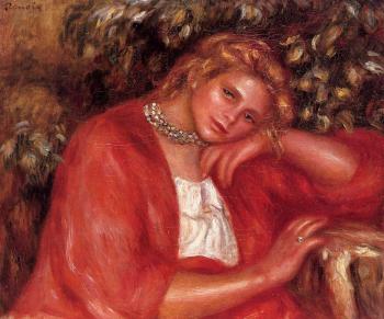 皮埃爾 奧古斯特 雷諾阿 Pensive Young Woman Leaning on Her Elbow 皮埃爾 奧古斯特 雷諾阿 Pensive Young Woman Leaning on Her Elbow
